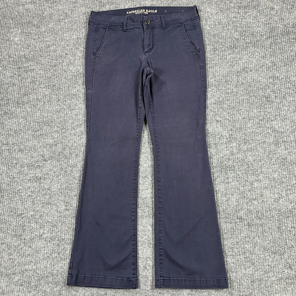 American Eagle Kick Boot Jeans Womens 10 Short Blue Denim Super Stretch Mid Rise